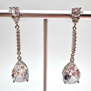 Bridal Pear CZ Teardrop Drop Earrings Sparkling Princesscore Event Gala Holiday